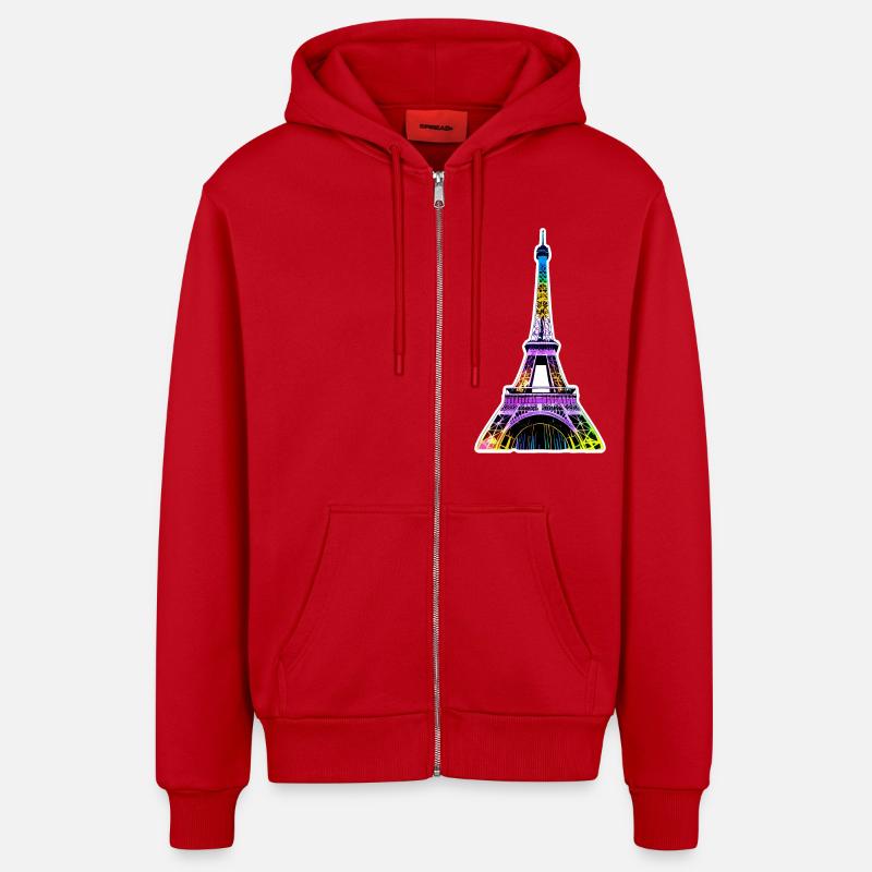 Eiffel tower #5 - Veste à capuche bio décontractée fabriquée en UE - rouge
