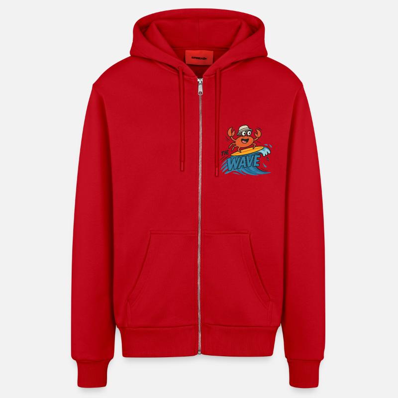 crabe surfeur - Veste à capuche bio décontractée fabriquée en UE - rouge