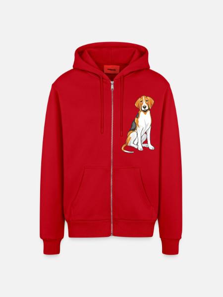 Sitting foxhound - Organic Relaxed Hooded Jacket Made in EU - red
