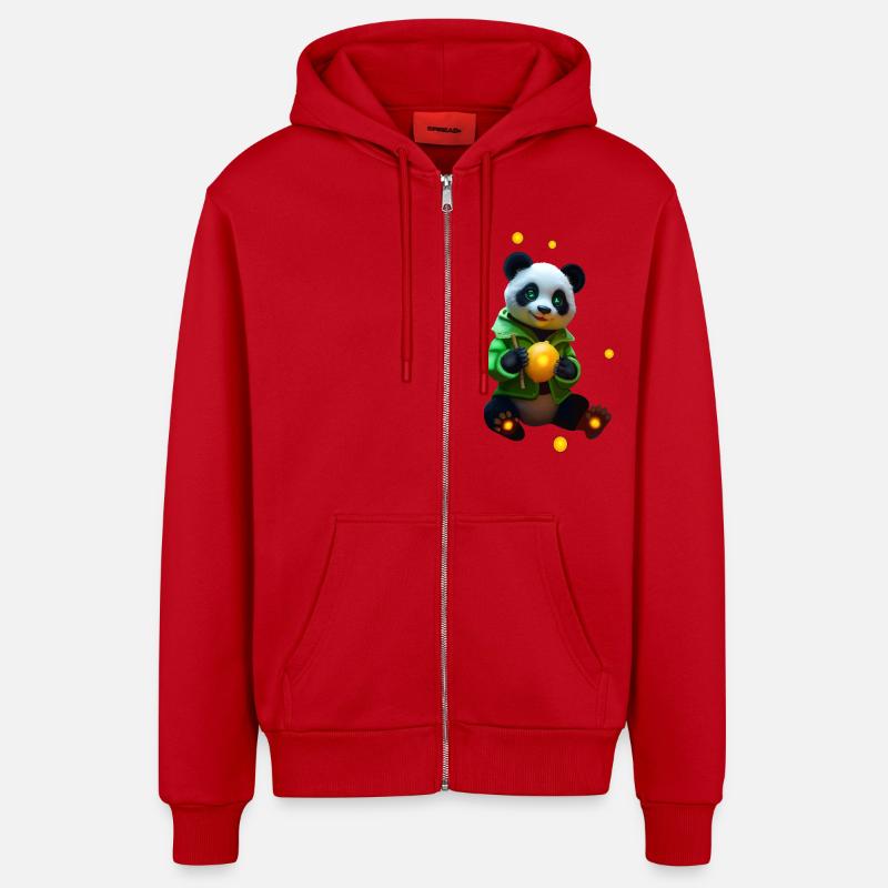 Cyber panda avec citron néon - Veste à capuche bio décontractée fabriquée en UE - rouge