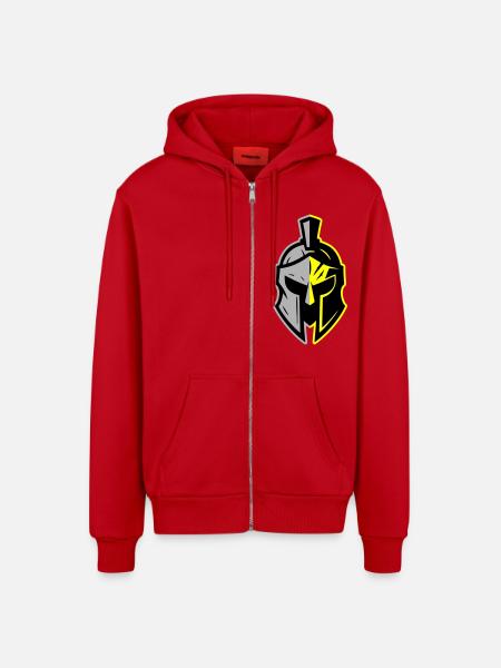 Spartan Helmet Icon - Organic Relaxed Hooded Jacket Made in EU - red