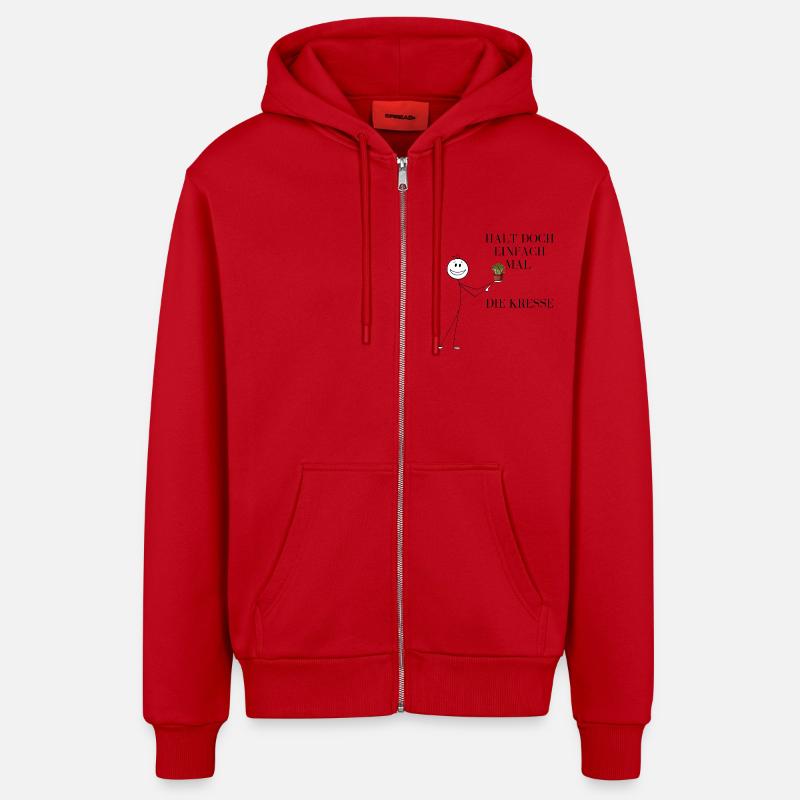 Tenez simplement le cresson - Veste à capuche bio décontractée fabriquée en UE - rouge