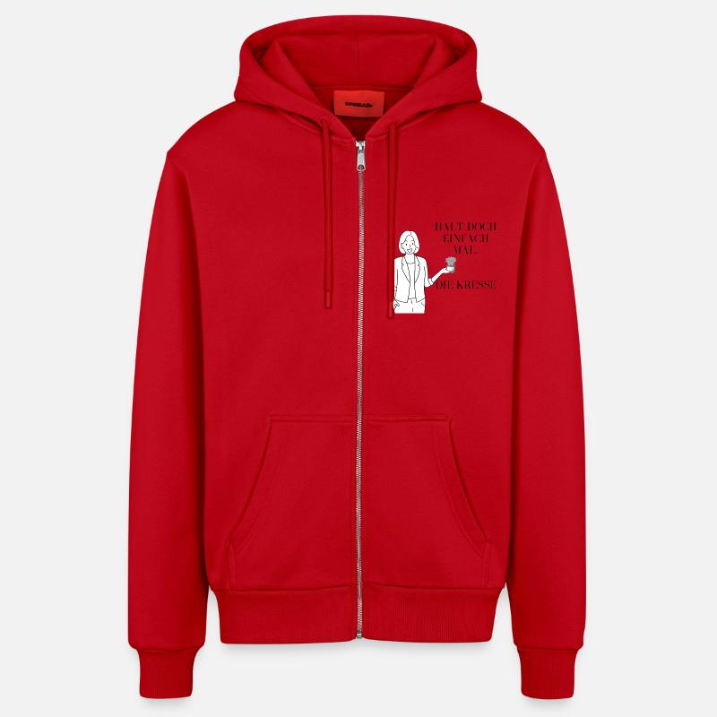 Tenez simplement le cresson - Veste à capuche bio décontractée fabriquée en UE - rouge