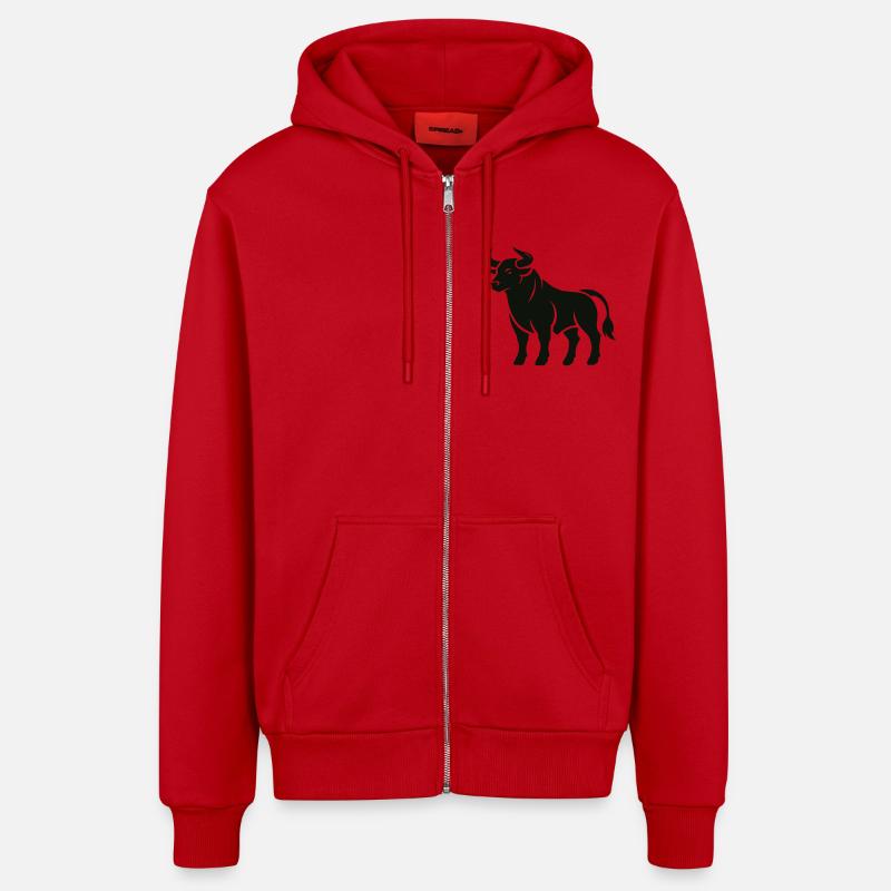 bull - Organic Relaxed Hooded Jacket Made in EU - red