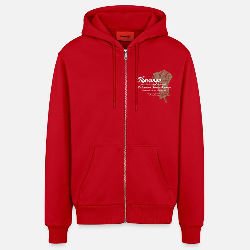 Okavango Elefant - Veste à capuche bio décontractée fabriquée en UE - rouge