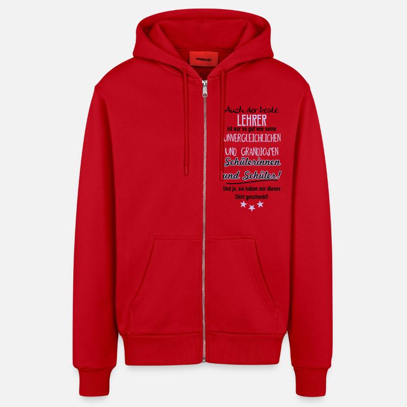 Bester Lehrer Shirt - Organic Relaxed Kapuzenjacke Made in EU - Rot
