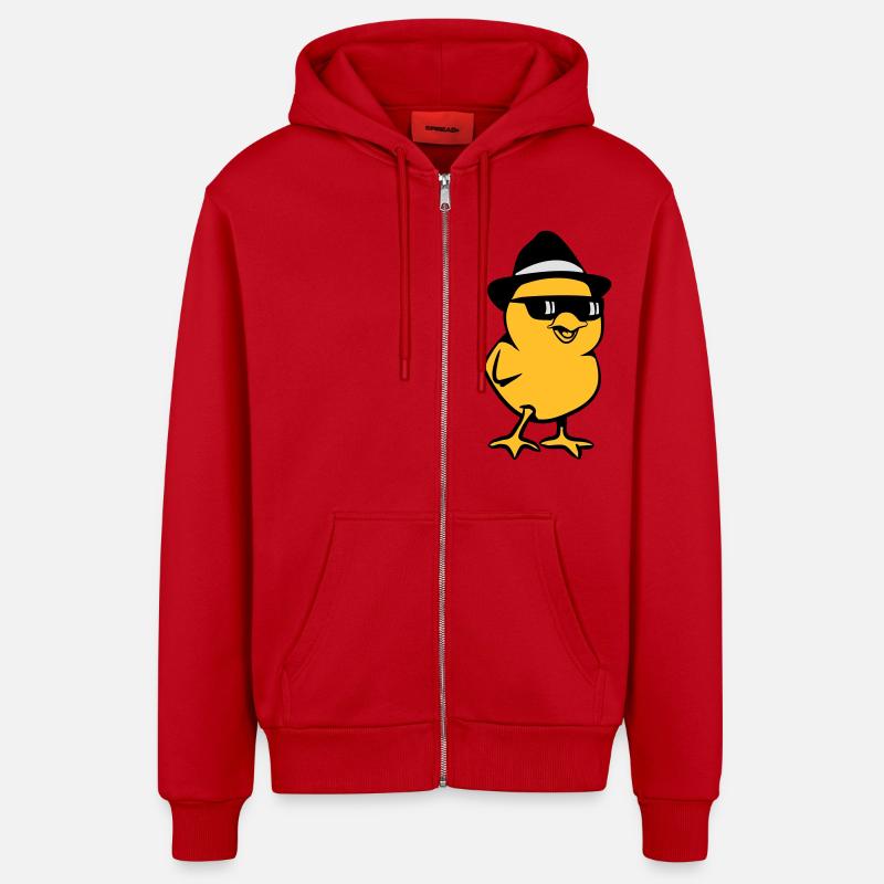 poussins doux - Veste à capuche bio décontractée fabriquée en UE - rouge