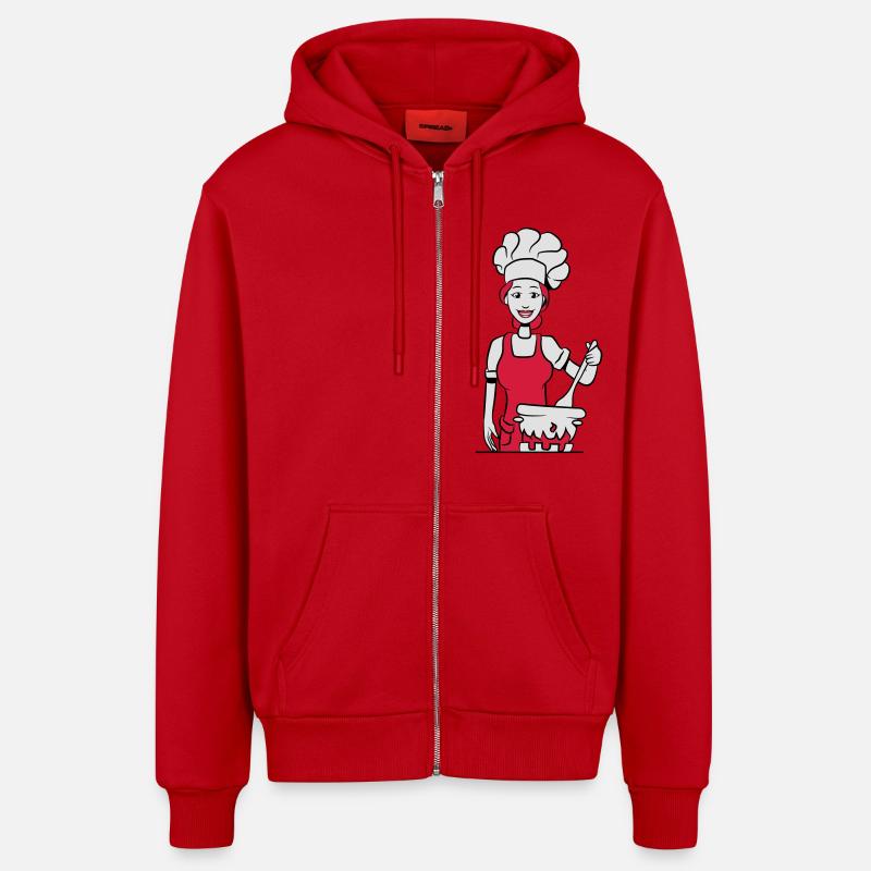 cuisinier cuisinier - Veste à capuche bio décontractée fabriquée en UE - rouge