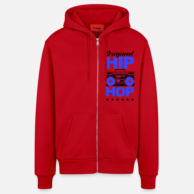 Hip Hop original 02 - Veste à capuche bio décontractée fabriquée en UE - rouge
