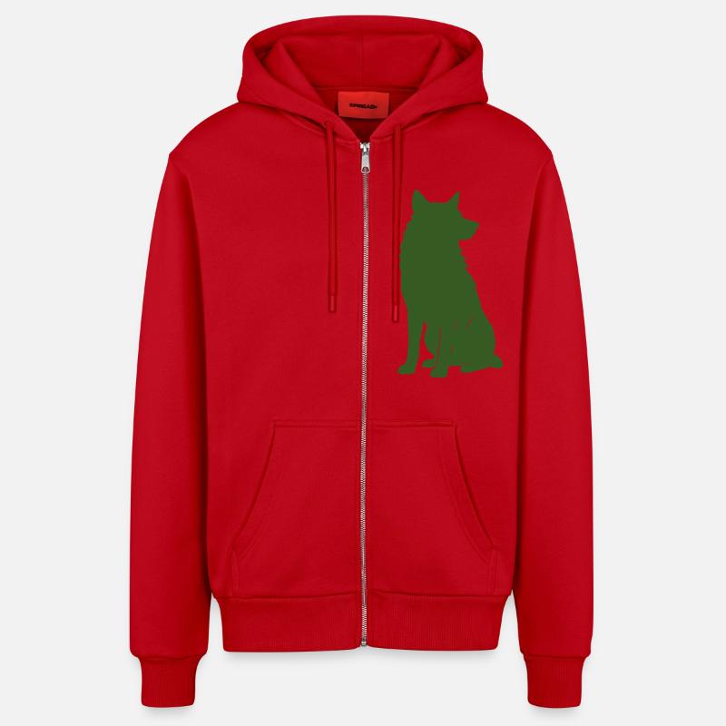 Loup 1 - Veste à capuche bio décontractée fabriquée en UE - rouge