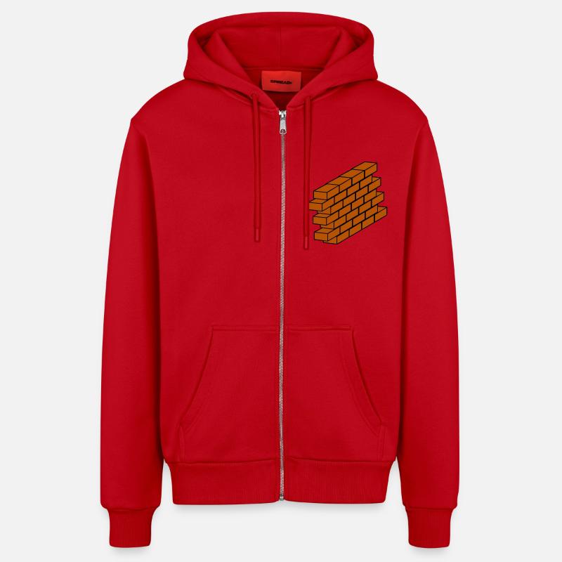 Backsteinmauer - Organic Relaxed Kapuzenjacke Made in EU - Rot