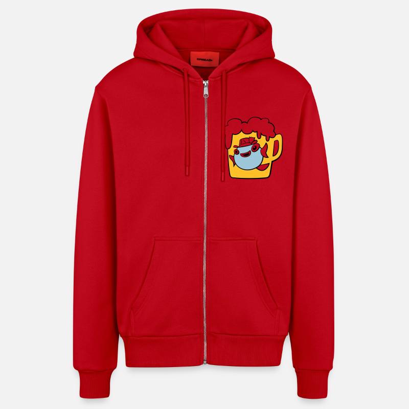 Fisch - Organic Relaxed Kapuzenjacke Made in EU - Rot
