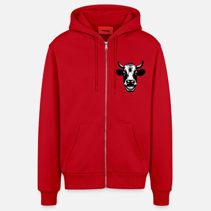 Grinning Cow - Organic Relaxed Hooded Jacket Made in EU - red