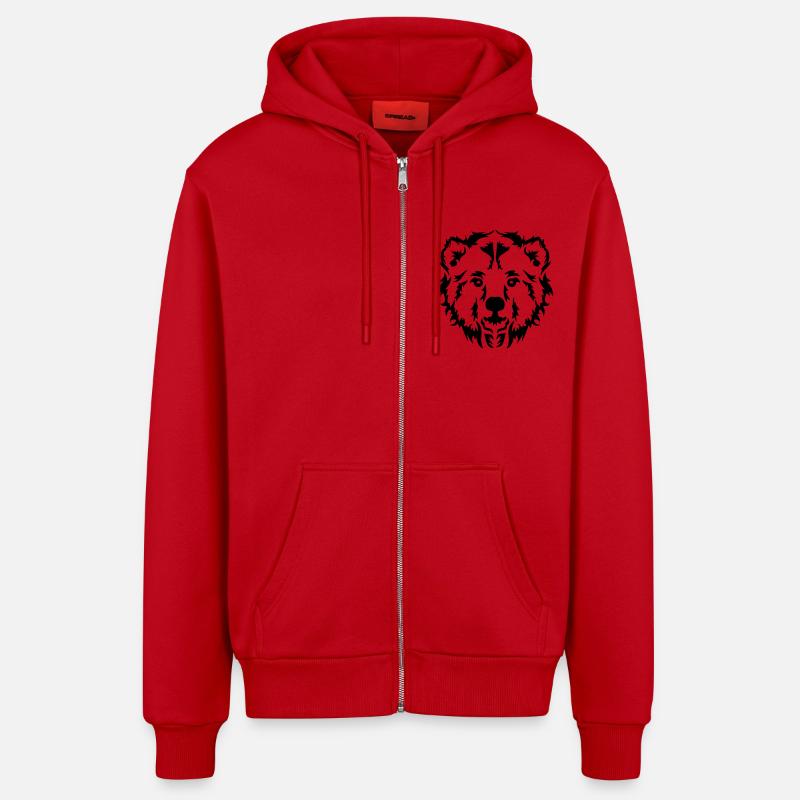 Ours - Veste à capuche bio décontractée fabriquée en UE - rouge