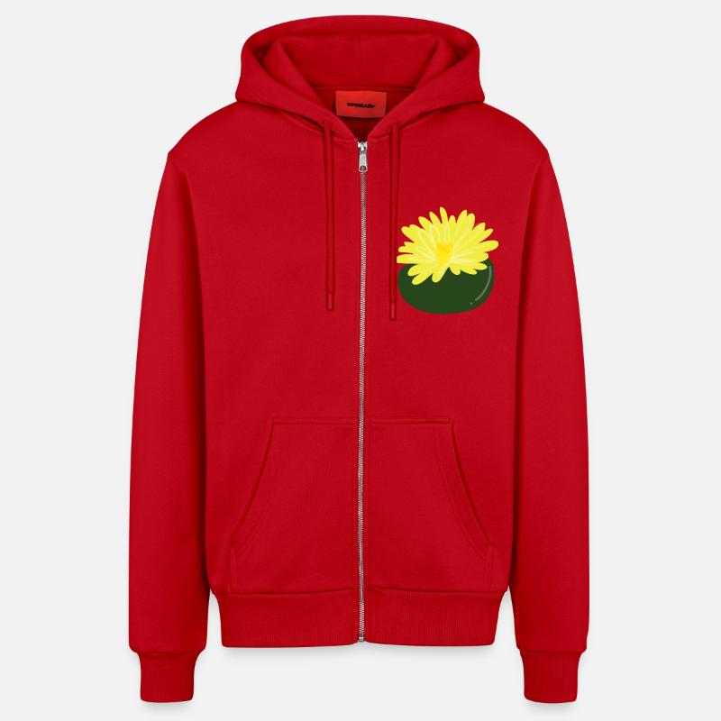 Fleur de Lithops1 - Veste à capuche bio décontractée fabriquée en UE - rouge