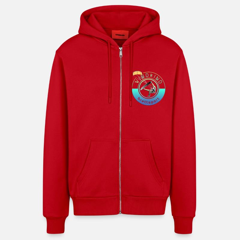 Kitesurfeur Windkind - Veste à capuche bio décontractée fabriquée en UE - rouge