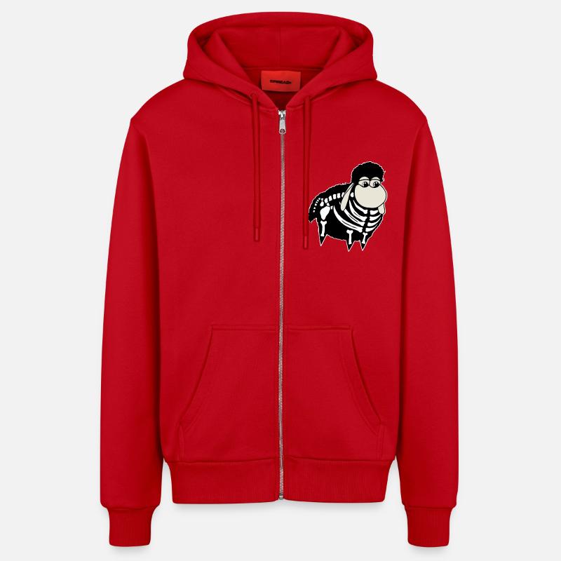 Wolly Sheepling Skeleton Gaming - Veste à capuche bio décontractée fabriquée en UE - rouge