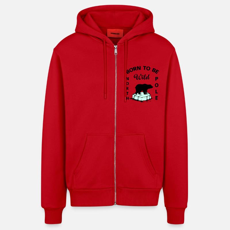Polar Bear Wilderness Antarctica - Organic Relaxed Hooded Jacket Made in EU - red
