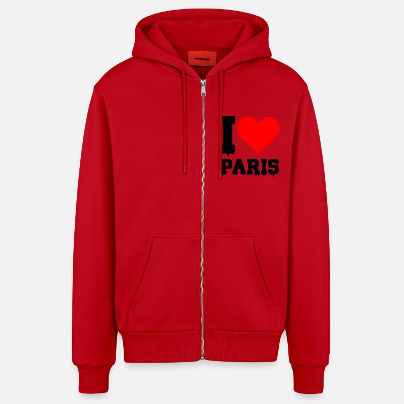 J’adore Paris - Veste à capuche bio décontractée fabriquée en UE - rouge