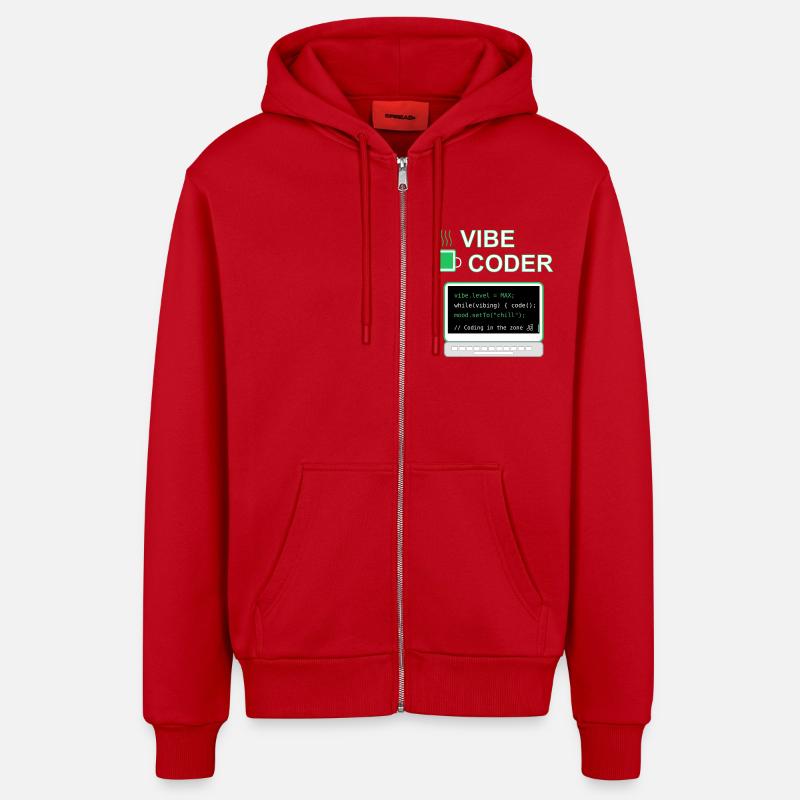 Vibe Coder - Organic Relaxed Hooded Jacket Made in EU - red
