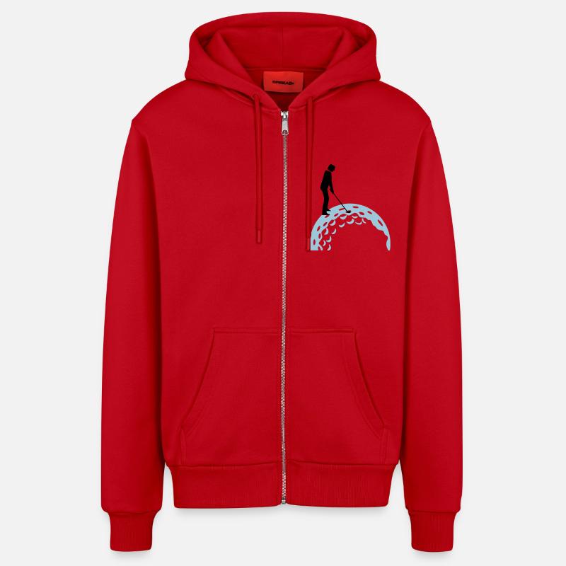 golfing (2c) - Veste à capuche bio décontractée fabriquée en UE - rouge