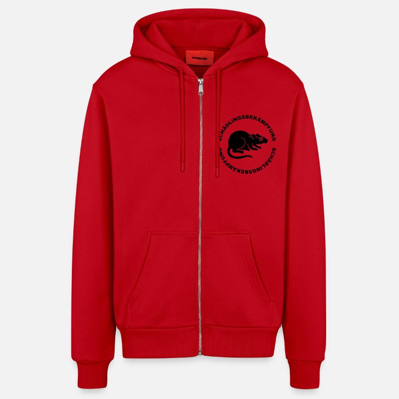 Schädlingdbekaempfung - Organic Relaxed Hooded Jacket Made in EU - red