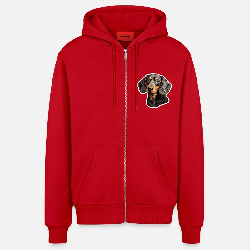 Dackel oder Dachshund - Organic Relaxed Kapuzenjacke Made in EU - Rot