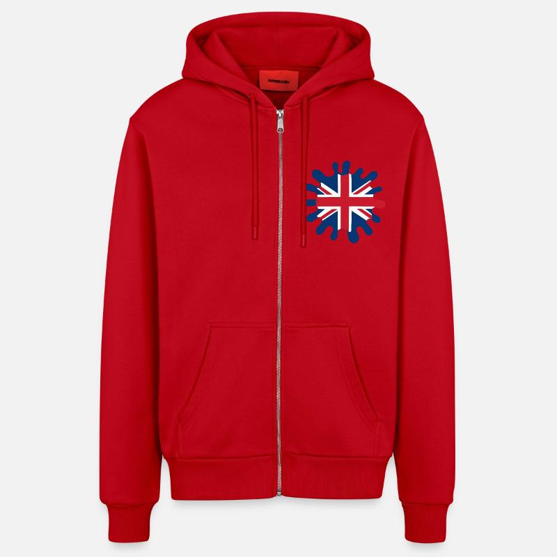 Blobs de drapeau de l’Angleterre - Veste à capuche bio décontractée fabriquée en UE - rouge