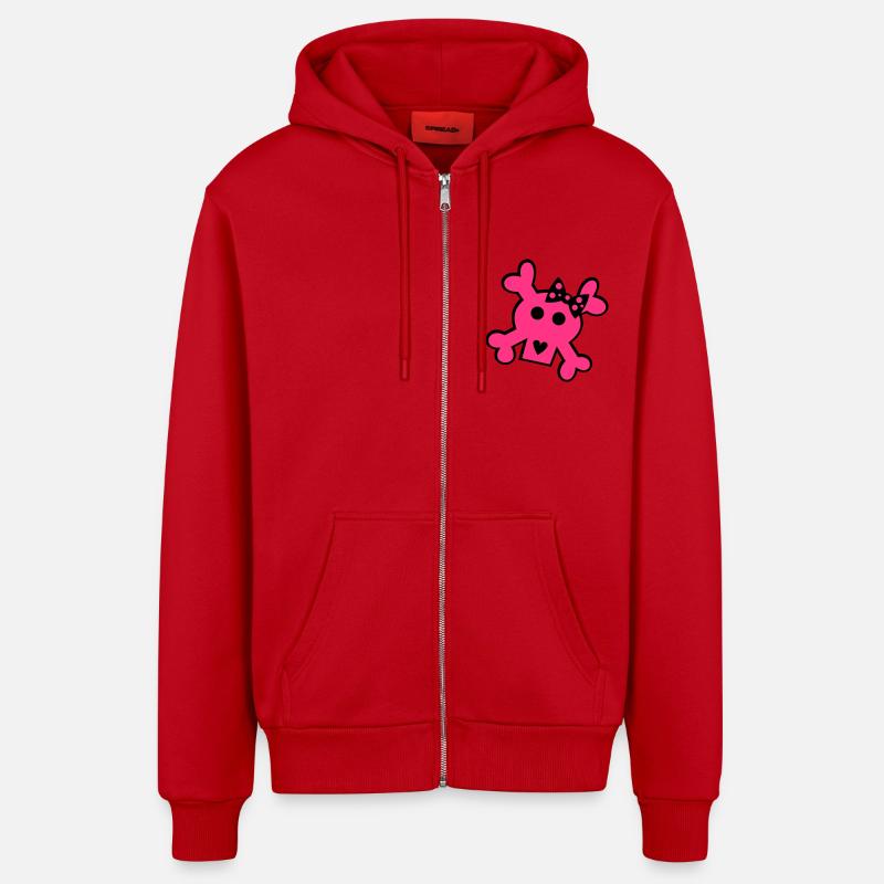 Tee - Dame - Skull - Crâne - Veste à capuche bio décontractée fabriquée en UE - rouge