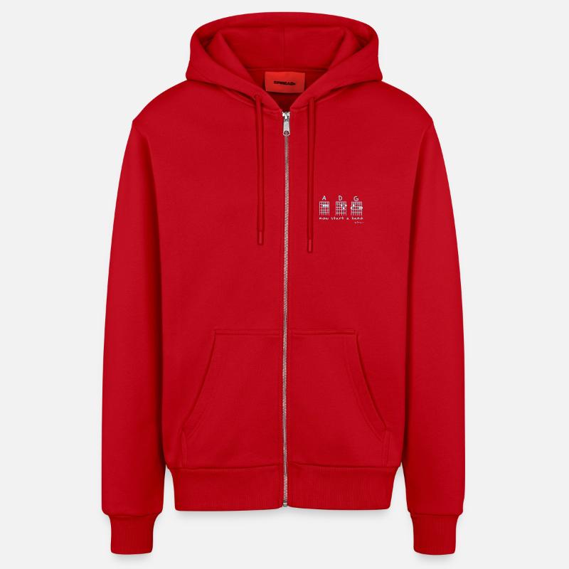 maintenant commencer une bande - Veste à capuche bio décontractée fabriquée en UE - rouge