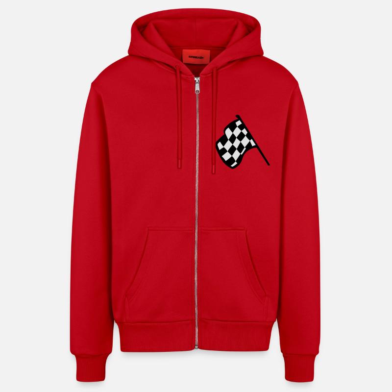 Drapeau à damiers Racing - Veste à capuche bio décontractée fabriquée en UE - rouge