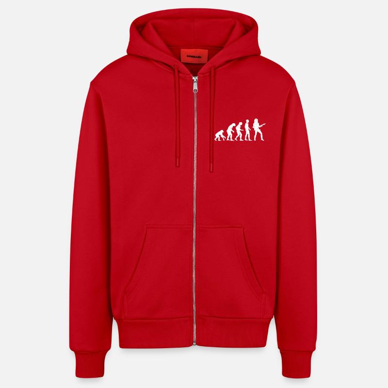 EVOLUTION GITARRIST! - Organic Relaxed Kapuzenjacke Made in EU - Rot