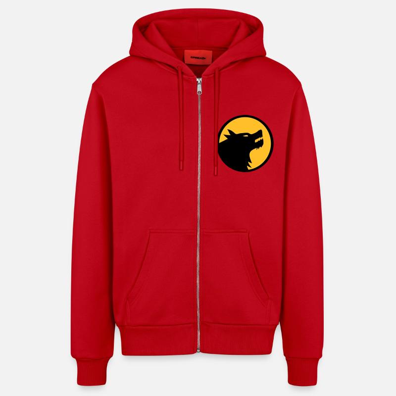 wolf_11a2c - Veste à capuche bio décontractée fabriquée en UE - rouge