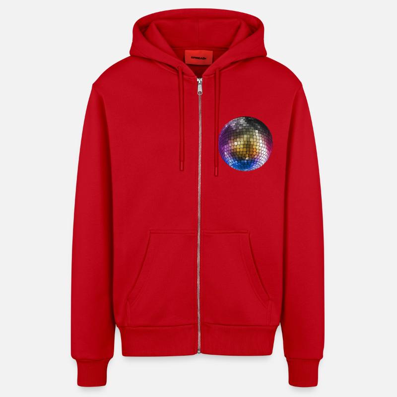 Couleur Boule Boule - Veste à capuche bio décontractée fabriquée en UE - rouge