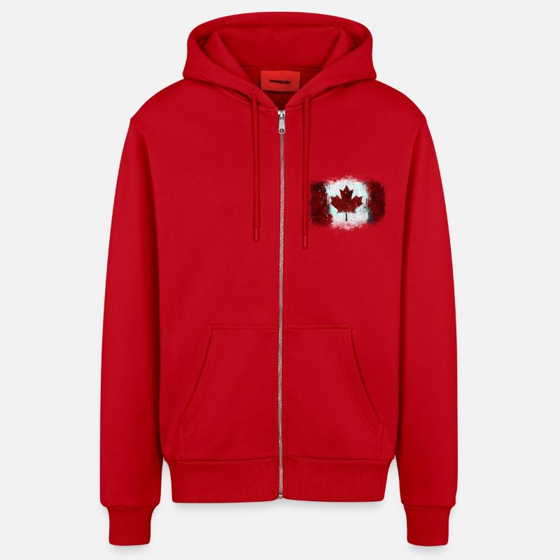 Graffiti drapeau canadien - Veste à capuche bio décontractée fabriquée en UE - rouge