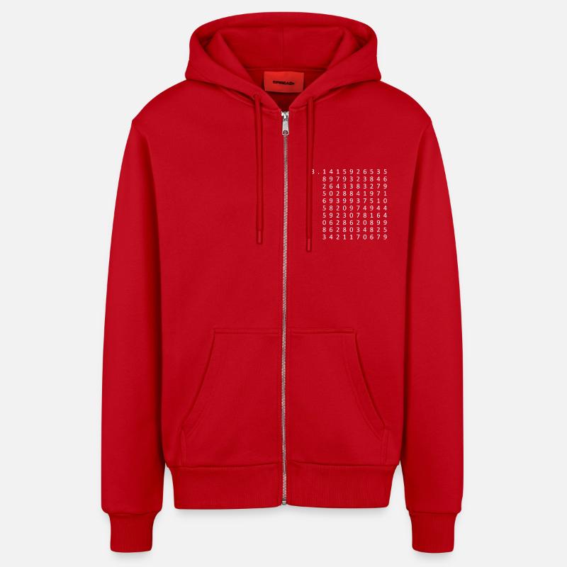 Pi à 100 décimales - Veste à capuche bio décontractée fabriquée en UE - rouge