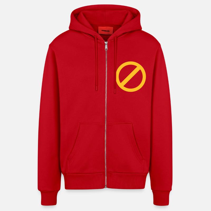 barré aucun AUCUN symbole - Veste à capuche bio décontractée fabriquée en UE - rouge