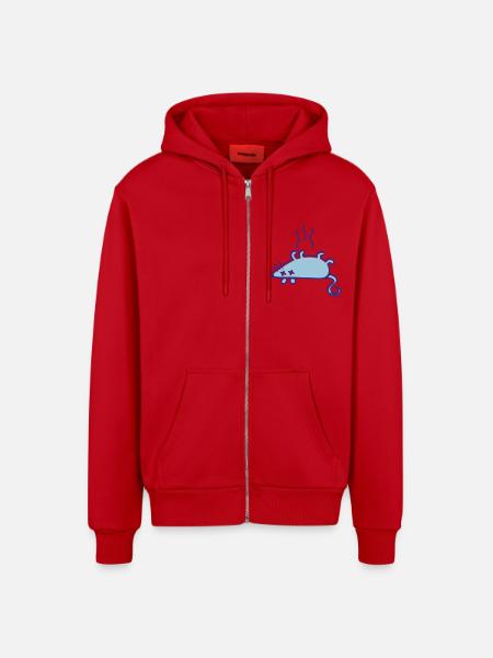 A dead mouse - Organic Relaxed Hooded Jacket Made in EU - red