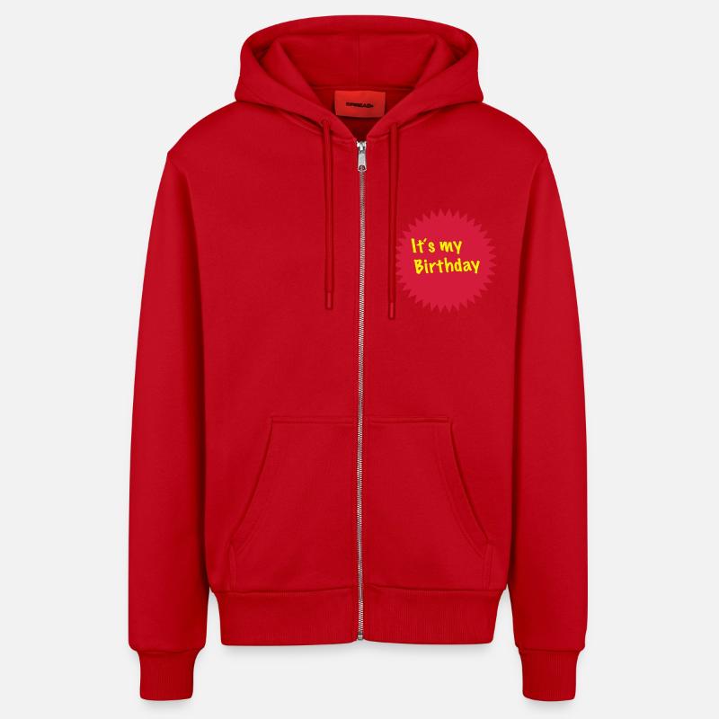 C'est mon anniversaire 2c - Veste à capuche bio décontractée fabriquée en UE - rouge
