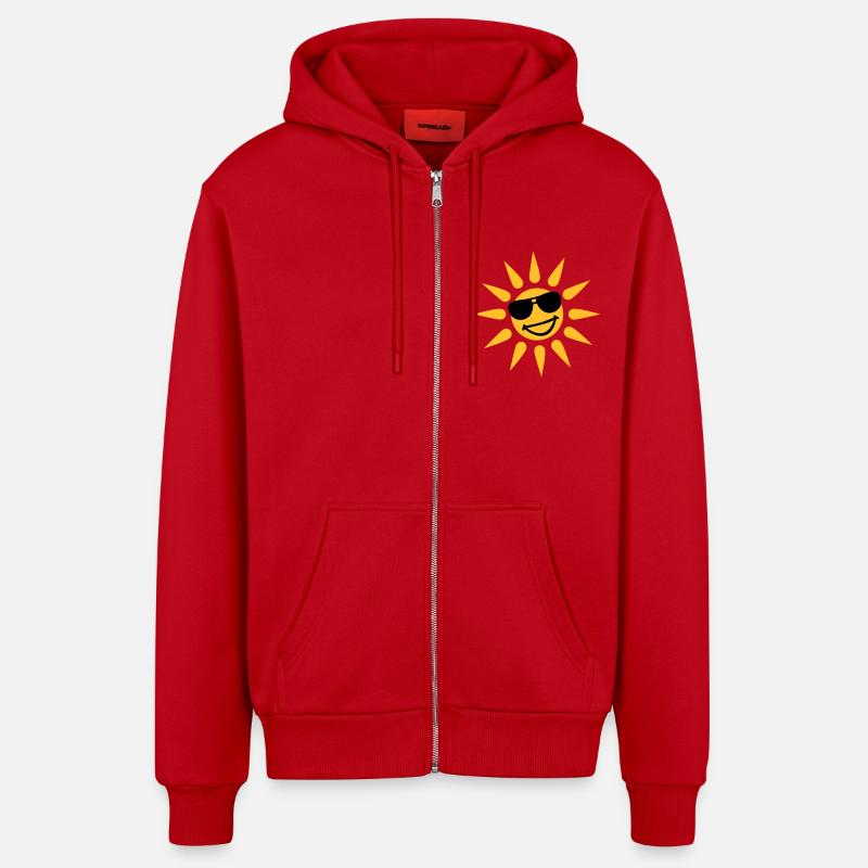 Soleil - Veste à capuche bio décontractée fabriquée en UE - rouge
