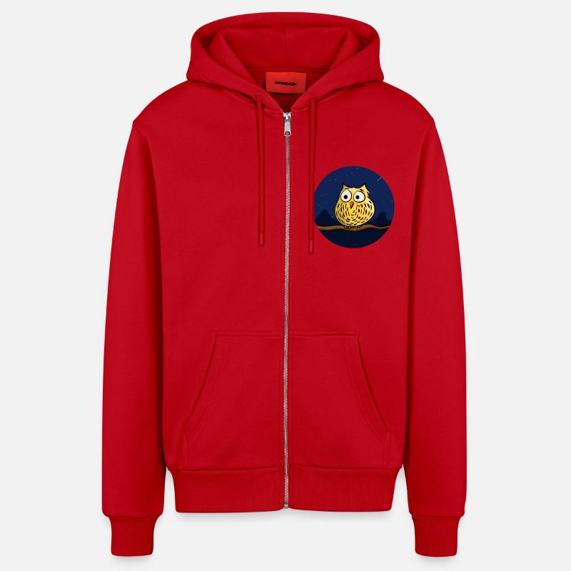 Cute owl at night - Veste à capuche bio décontractée fabriquée en UE - rouge