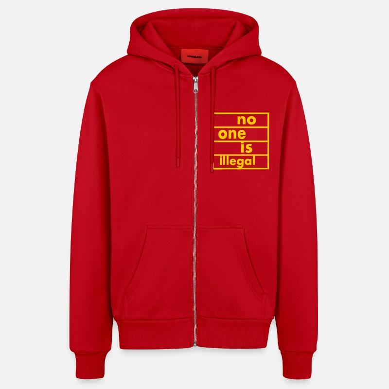 No one is illegal - Organic Relaxed Kapuzenjacke Made in EU - Rot