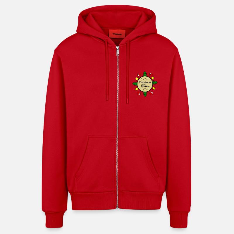 Période de Noël - Veste à capuche bio décontractée fabriquée en UE - rouge
