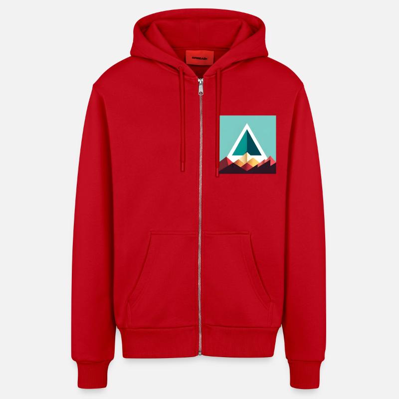 triangle abstrait - Veste à capuche bio décontractée fabriquée en UE - rouge
