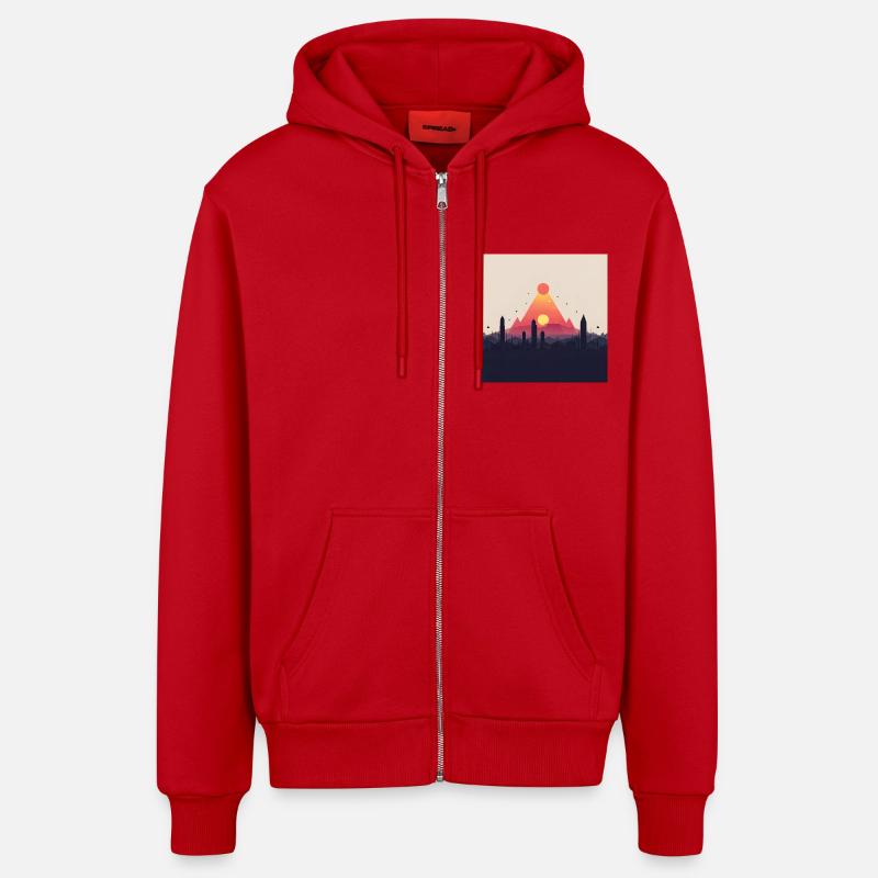 pyramide abstraite - Veste à capuche bio décontractée fabriquée en UE - rouge