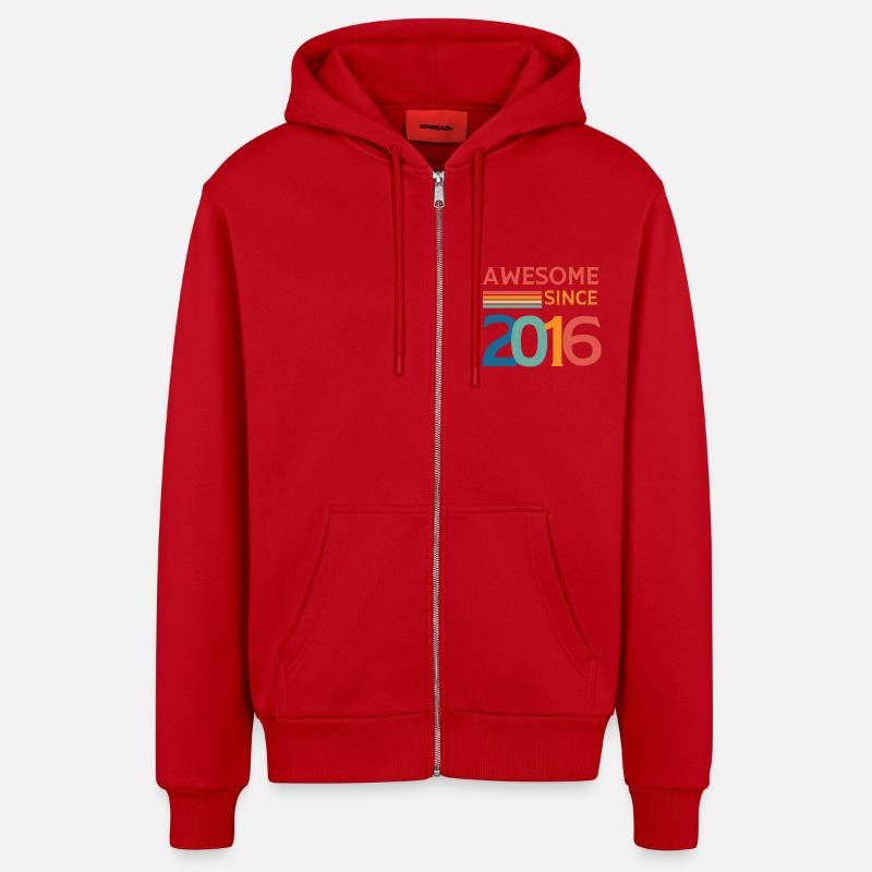 Awesome since 2016 - Veste à capuche bio décontractée fabriquée en UE - rouge