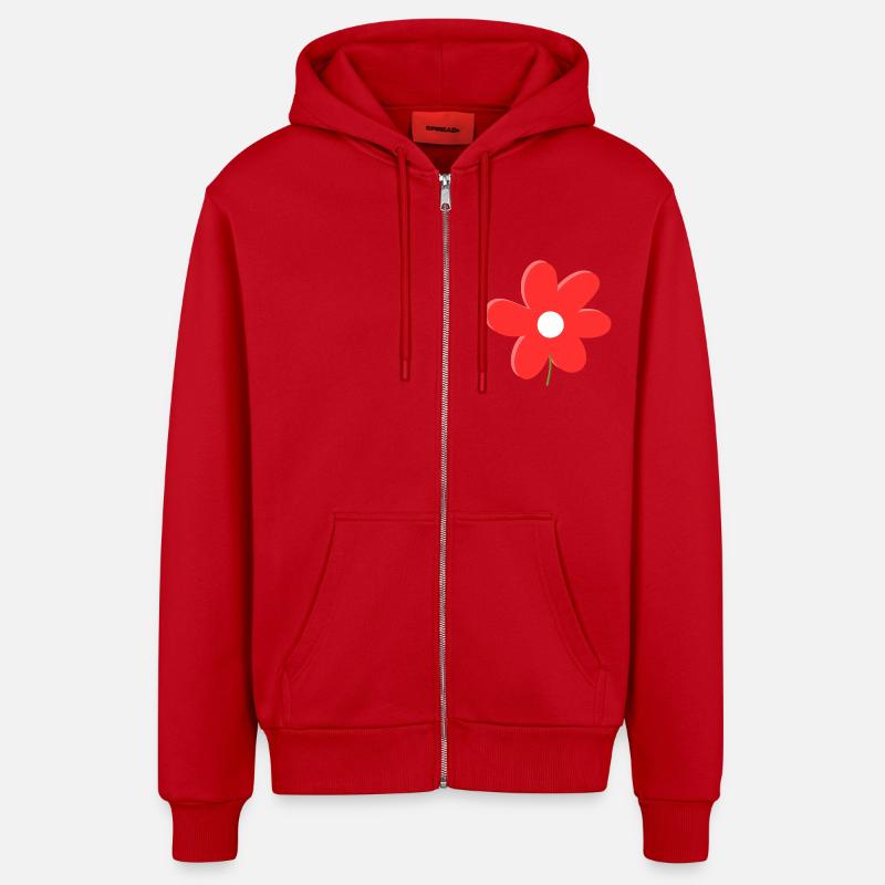 Rote Gänseblümchenblume - Organic Relaxed Kapuzenjacke Made in EU - Rot