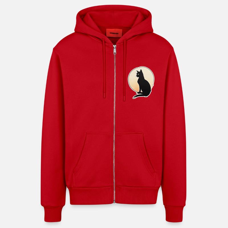 Silhouette de chat - Veste à capuche bio décontractée fabriquée en UE - rouge