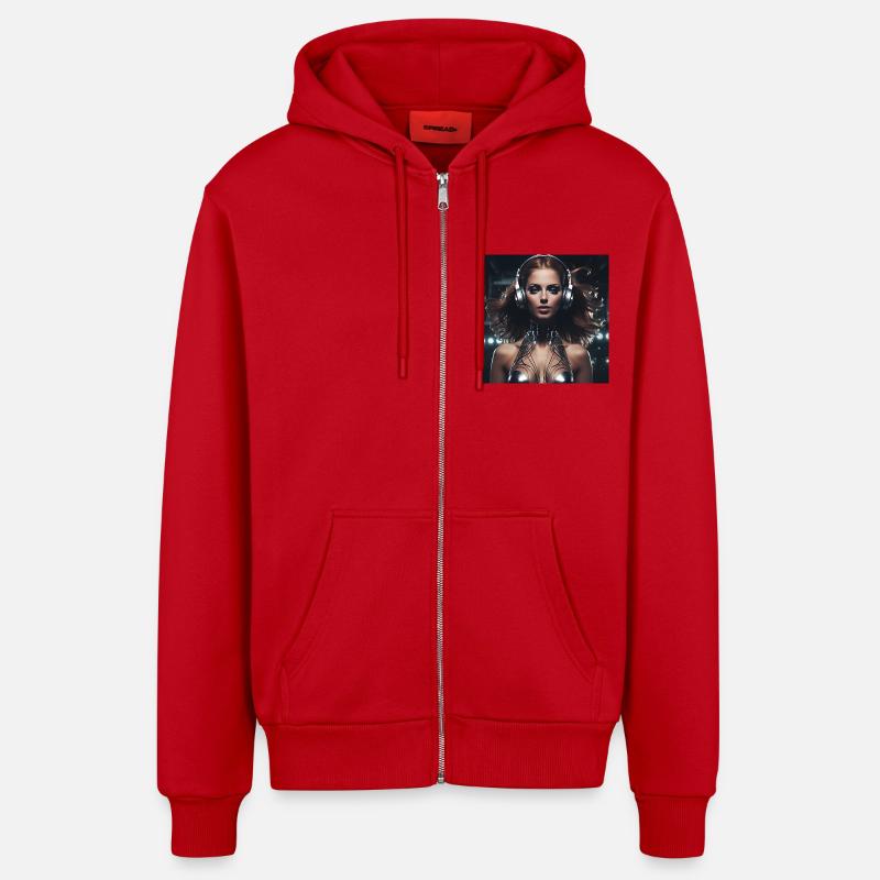 Fille techno - Veste à capuche bio décontractée fabriquée en UE - rouge