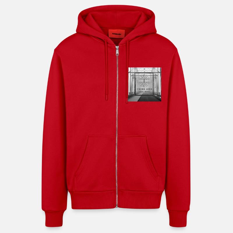 Think Less, Feel More - Organic Relaxed Kapuzenjacke Made in EU - Rot
